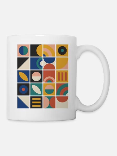 Raster aus geometrischen Kacheln - Tasse - Weiß