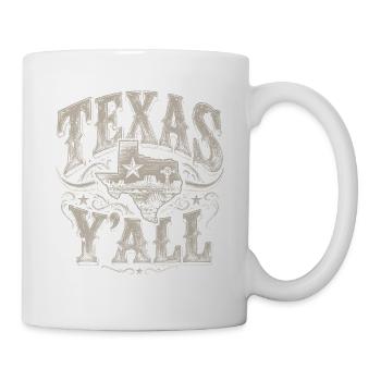Texas Y'all Vintage State Emblem - Tasse - Weiß - Rechts