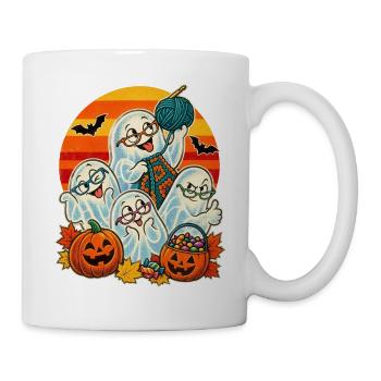 Halloween Häkel-Oma Geisterrunde - Tasse - Weiß - Rechts