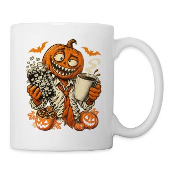 Halloween-Kürbisbürohengst im E-Mail-Chaos - Tasse - Weiß - Rechts