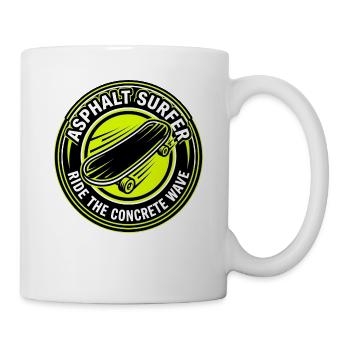 Asphalt Surfer – Longboard-Skater-Abzeichen - Tasse - Weiß - Rechts