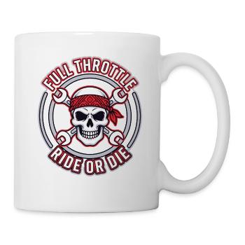 Full Throttle – Skull Biker Badge Ride or Die - Tasse - Weiß - Rechts