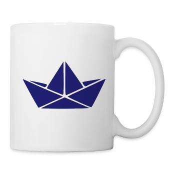 Maritimes Papierschiff Origami Boot Geschenk - Tasse - Weiß - Rechts