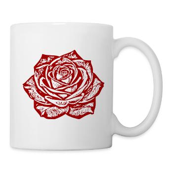 Rote Rose Blumen Geschenk Freundin Mutter  - Tasse - Weiß - Rechts