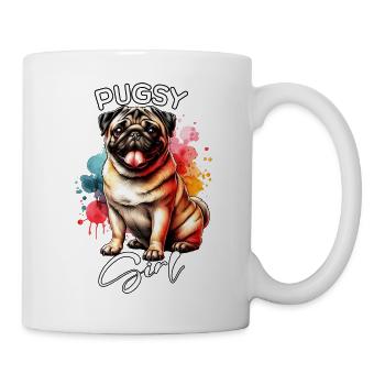 Pug Mädchen Mops - Tasse - Weiß - Rechts