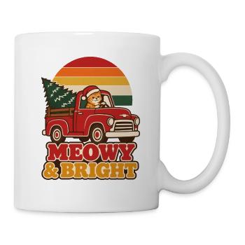 Meowy & Bright Retro Weihnachts Katze - Tasse - Weiß - Rechts
