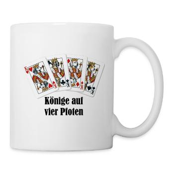 Könige auf vier Pfoten – Vier Hundekönige - Tasse - Weiß - Rechts