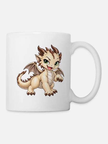 Frecher Champignon Drache – Süßes Drachenbaby - Tasse - Weiß