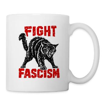 Fight Fascism Katze Antifaschismus Punk Statement - Tasse - Weiß - Rechts