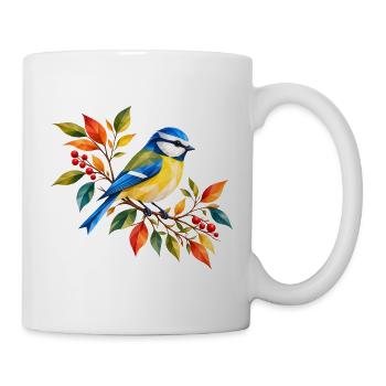 Blaumeise im bunten Herbst - Tasse - Weiß - Rechts