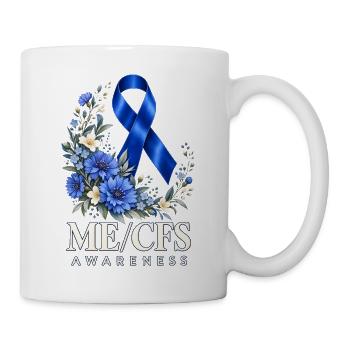 ME/CFS Awareness Blaue Schleife Blumen Solidarität - Tasse - Weiß - Rechts