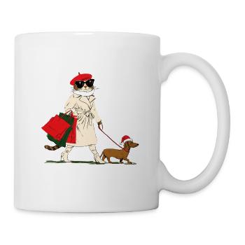 Christmas Shopping Fashion Cat - Tasse - Weiß - Rechts