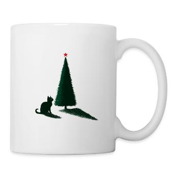 Christmas Tree Cat Silhouette - Tasse - Weiß - Rechts