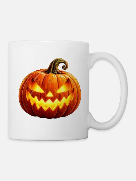 Wenuma Leuchtender Halloween Kürbis - Tasse - Weiß