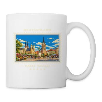 Deutschland Halle (Saale) Vintage Reisemarke - Tasse - Weiß - Rechts