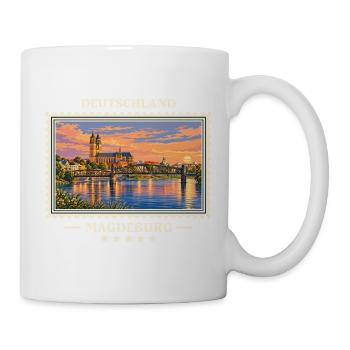 Deutschland Magdeburg Vintage Reisemarke - Tasse - Weiß - Rechts
