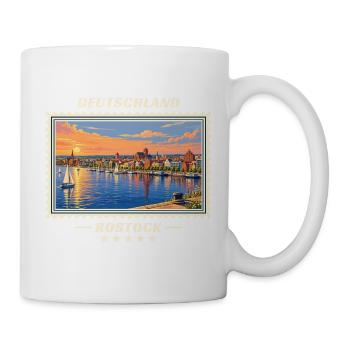 Deutschland Rostock Vintage Reisemarke - Tasse - Weiß - Rechts
