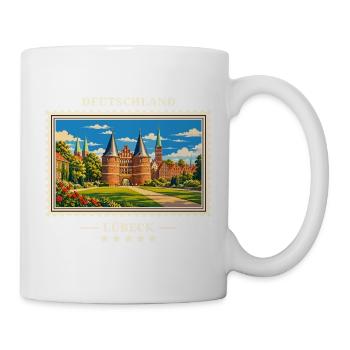 Deutschland Lübeck Vintage Reisemarke - Tasse - Weiß - Rechts