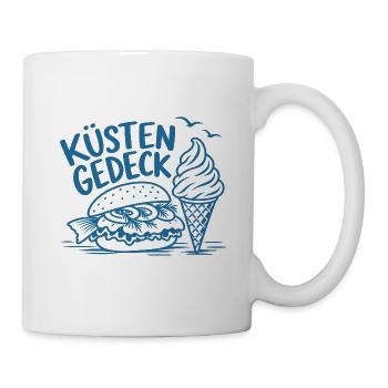 Küstengedeck – Fischbrötchen und Softeis - Tasse - Weiß - Rechts