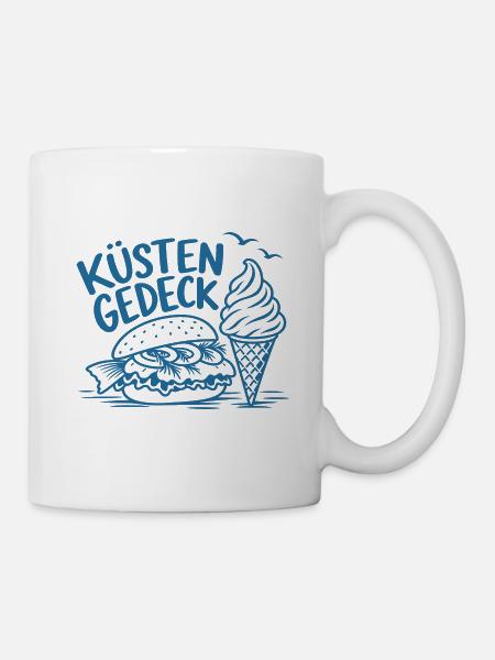 Küstengedeck – Fischbrötchen und Softeis - Tasse - Weiß