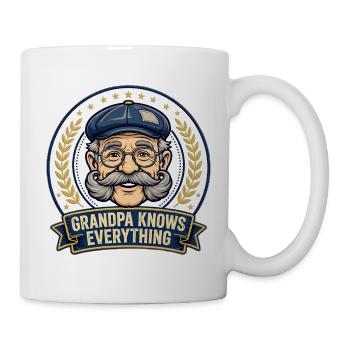 Opa weiß alles T-Shirt — Lustiger Opa - Tasse - Weiß - Rechts