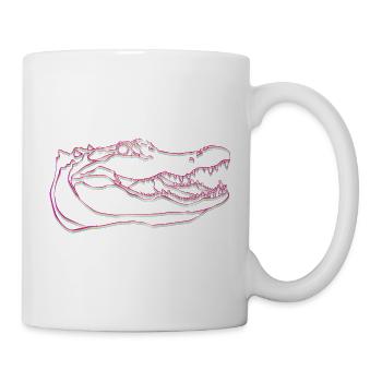 Neon Krokodil-Umriss auf Schwarz - Tasse - Weiß - Rechts
