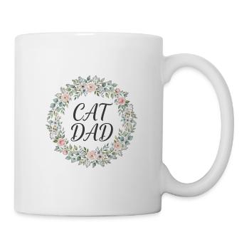 Katzenpapa-T-Shirt — Aquarell-Blumenkatzenliebhaber - Tasse - Weiß - Rechts
