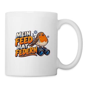 Mein Feed hat Federn – Rotkehlchen im Winter - Tasse - Weiß - Rechts