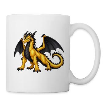 Goldener Drache – Majestätischer Fantasy Drache - Tasse - Weiß - Rechts