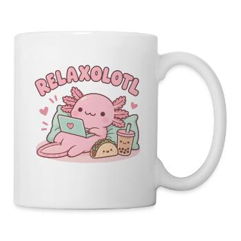 Relaxaxolotl am Laptop - Tasse - Weiß - Rechts