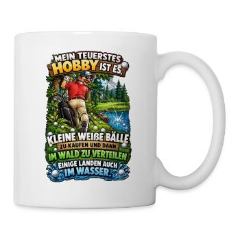 Golf im Wald: Bälle, See, Lachen - Tasse - Weiß - Rechts