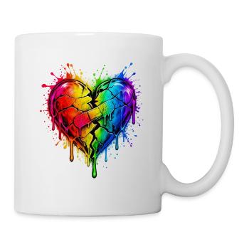 Regenbogenherz mit Pflaster - Tasse - Weiß - Rechts
