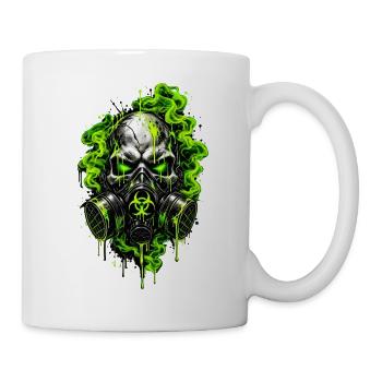 Neon-Totenkopf mit Gasmaske - Tasse - Weiß - Rechts