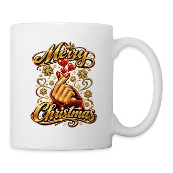 Korean Finger Heart – Merry Christmas Kpop Style - Tasse - Weiß - Rechts