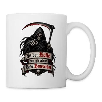 Sensenmann mit Höllen Hausverbot - Tasse - Weiß - Rechts