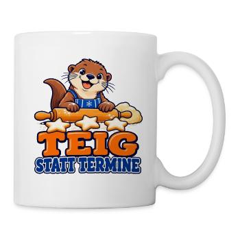 Teig statt Termine – Back-Otter mit Plätzchen - Tasse - Weiß - Rechts