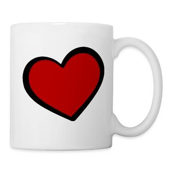 Herz Rot Schwarze Kontur Symbol - Tasse - Weiß - Rechts
