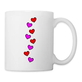 Herzen Rot Pink Vertikal Symbol - Tasse - Weiß - Rechts
