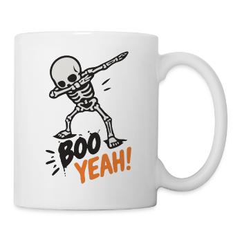 Halloween Skelett Boo yeah  - Tasse - Weiß - Rechts