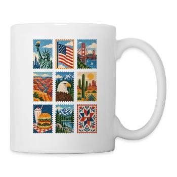 USA Briefmarken - Tasse - Weiß - Rechts