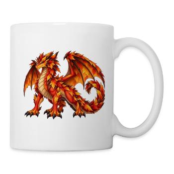 Majestätischer Herbstlaubdrache – Fantasy Drache - Tasse - Weiß - Rechts