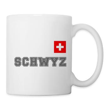 SCHWYZ - SCHWEIZ Trikot Look - mit Fahne Flagge - Tasse - Weiß - Rechts