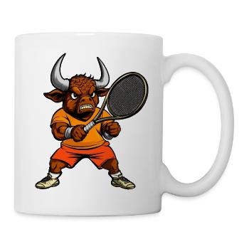 Stier Tennisspieler - Tasse - Weiß - Rechts