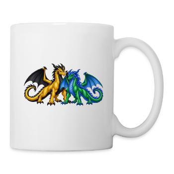 Drachenpaar in Liebe – Romantische Fantasy Drachen - Tasse - Weiß - Rechts