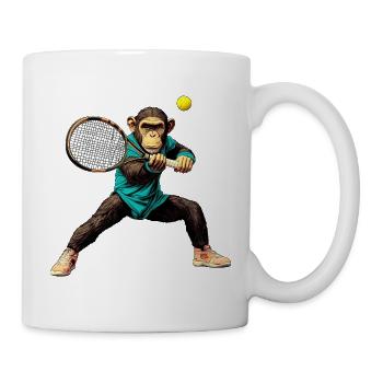 Tennis Schimpanse Affen - Tasse - Weiß - Rechts