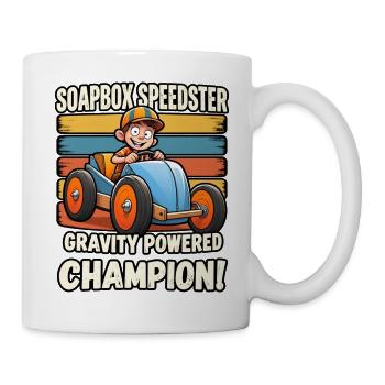 Retro-Seifenkisten-Speedster-Racer-Schwerkraftmeister - Tasse - Weiß - Rechts