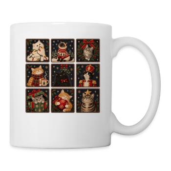 Vintage Christmas Cats Cute Holiday Cat Collage - Tasse - Weiß - Rechts