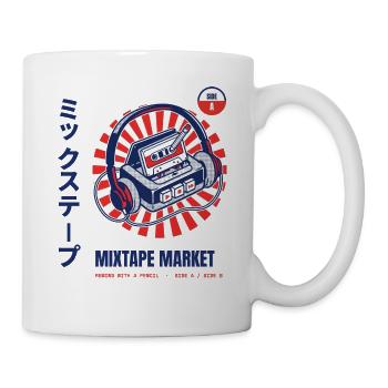 Mixtape Market Kassette mit einem Bleistift zurückspulen - Tasse - Weiß - Rechts
