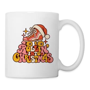 Rollin into Christmas Rollschuh Retro Weihnachten - Tasse - Weiß - Rechts