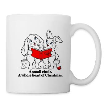 Zwei Weihnachtskaninchen singen ein kleines Liedchen - Tasse - Weiß - Rechts